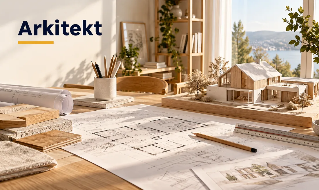 Arkitekt-tjenester: tegninger, planløsning og modell av bolig