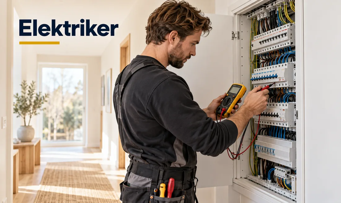 Elektriker som måler og kontrollerer sikringsskap