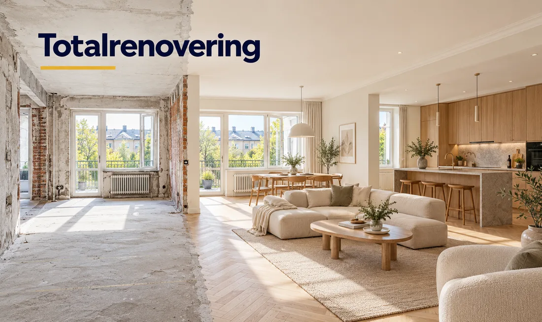 Totalrenovering: fra råbygg til ferdig stue og kjøkken